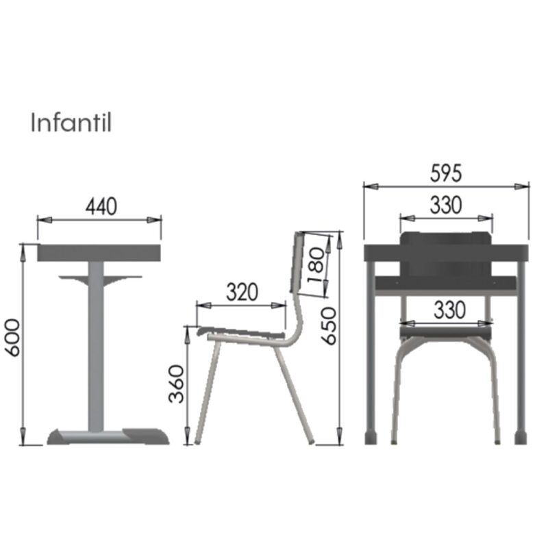 Kit Escolar Individual VERMELHO – (Mesa e Cadeira) – INFANTIL – MADEIRA – COR VERMELHO – 40086 CADEIRAS RENOVA 5