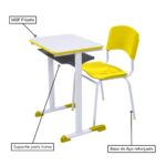 Kit Escolar Individual AMARELO – (Mesa e Cadeira) – ADULTO – MADEIRA – COR AMARELO – 40098 CADEIRAS RENOVA 8