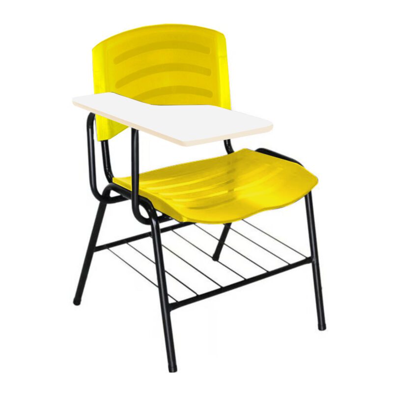 Cadeira Universitária Plástica com Prancheta MDF – COR AMARELO 34019 CADEIRAS RENOVA 2