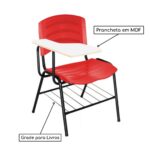 Cadeira Universitária Plástica com Prancheta MDF – COR VERMELHO 34017 CADEIRAS RENOVA 6