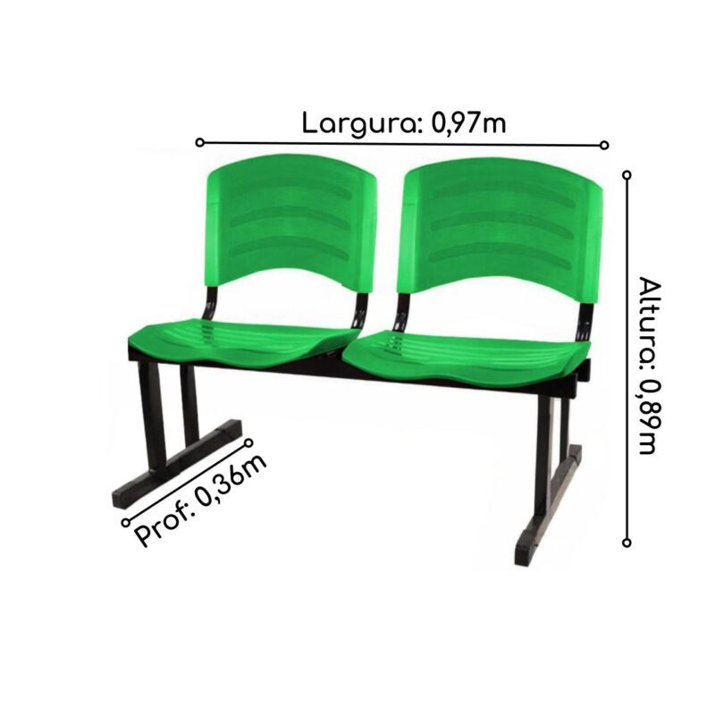 Cadeira Longarina PLÁSTICA 02 Lugares – Cor Verde 33029 CADEIRAS RENOVA 3