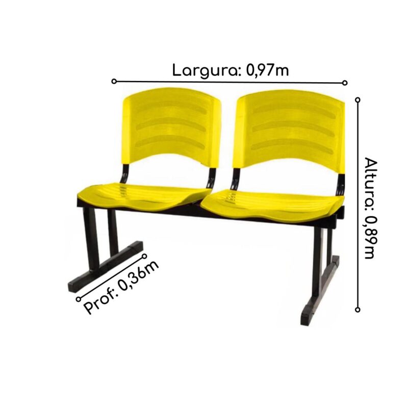 Cadeira Longarina PLÁSTICA 02 Lugares – Cor Amarelo 33030 CADEIRAS RENOVA 3