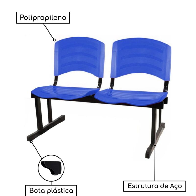 Cadeira Longarina PLÁSTICA 02 Lugares – Cor Azul 33028 CADEIRAS RENOVA 4