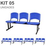 Kit 05 Cadeiras Longarinas PLÁSTICAS 03 Lugares – Cor Azul 33052 CADEIRAS RENOVA 7