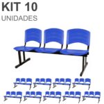 Kit 10 Cadeiras Longarinas PLÁSTICAS 03 Lugares – Cor Azul 33057 CADEIRAS RENOVA 7