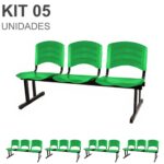 Kit 05 Cadeiras Longarinas PLÁSTICAS 03 Lugares – Cor Verde 33061 CADEIRAS RENOVA 7