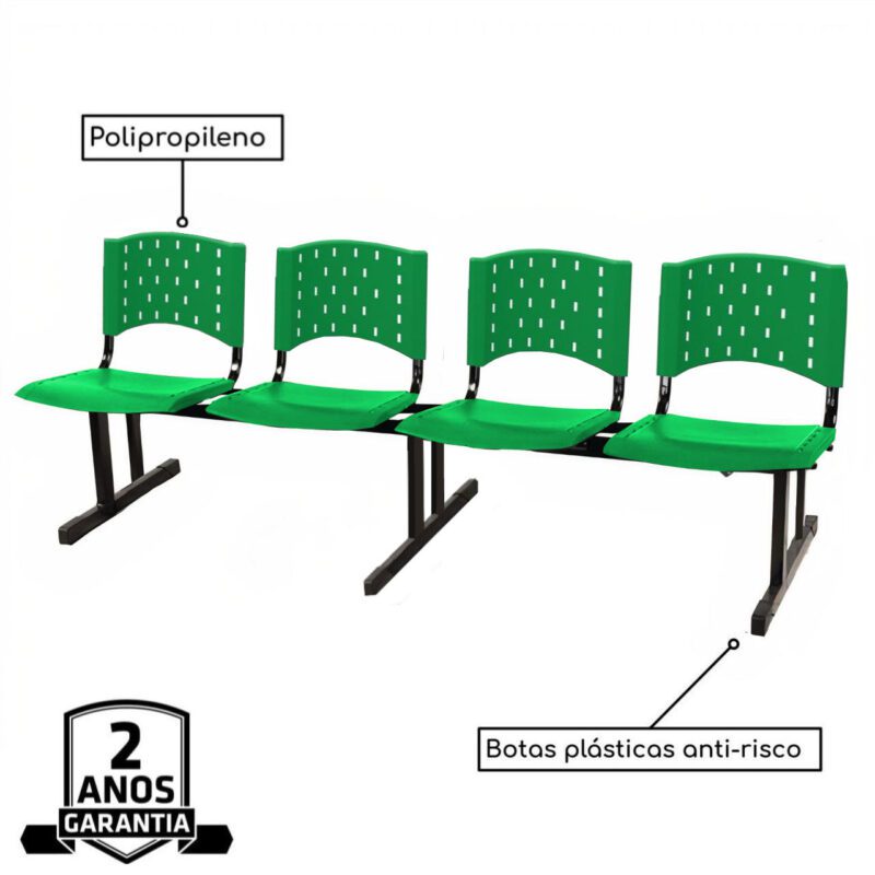 Cadeira Longarina PLASTICA 4 Lugares Cor Verde 33091 CADEIRAS RENOVA 3