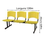 Cadeira Longarina PLÁSTICA 03 Lugares – Cor AMARELO 33094 CADEIRAS RENOVA 8