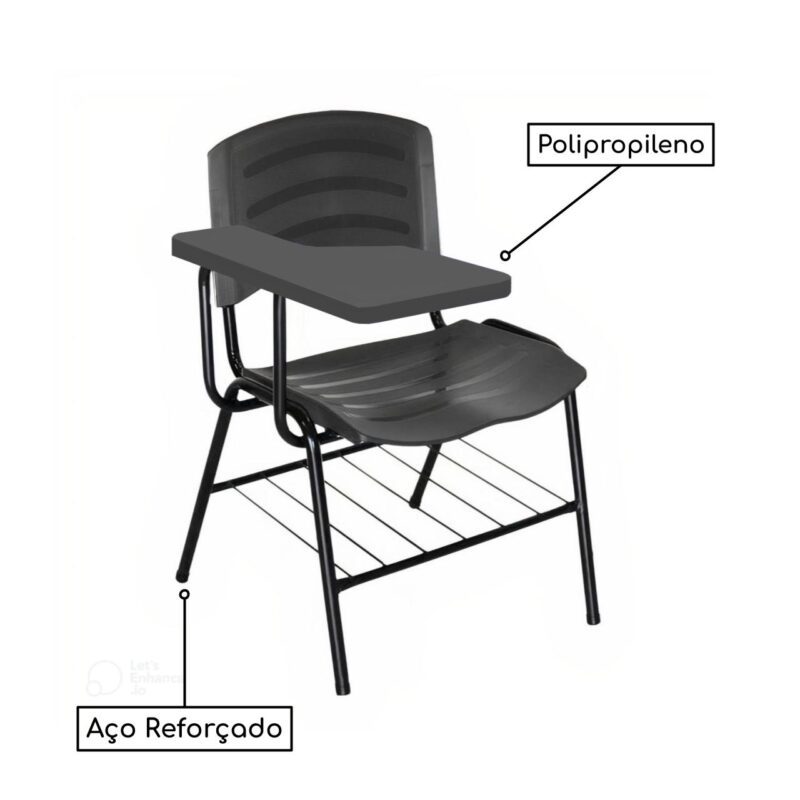 Cadeira Universitária Plástica Prancheta PLÁSTICA – COR PRETO 34020 CADEIRAS RENOVA 4