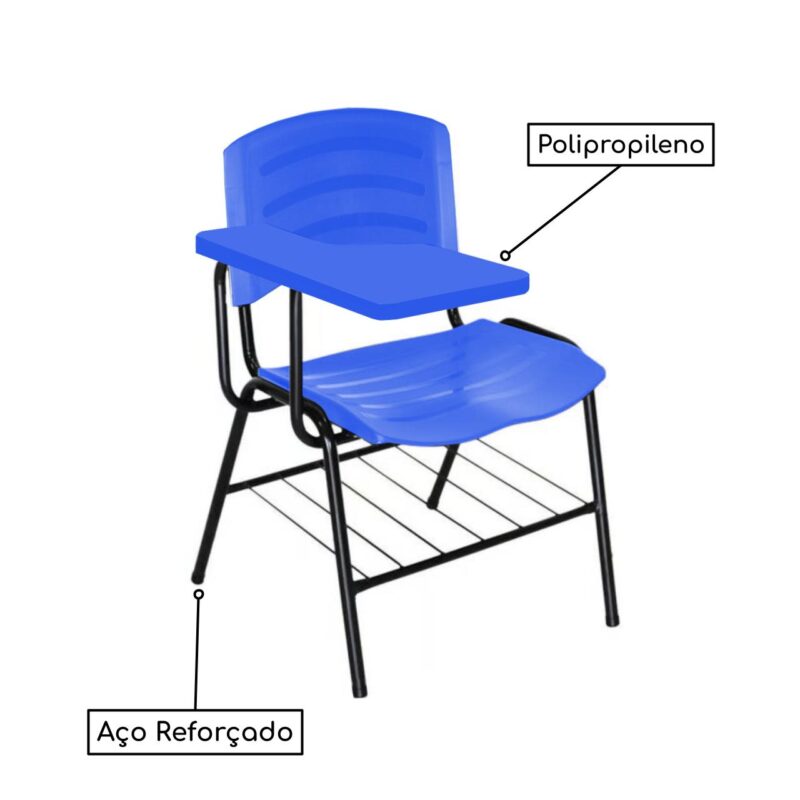 Cadeira Universitária Plástica Prancheta PLÁSTICA – COR AZUL 34023 CADEIRAS RENOVA 3