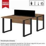 Mesa Estação de Trabalho Dupla 1,50×1,35m 02 Lugares s/ Gavetas c/ ponto de tomada PÉ QUADRO – Cor Nogal Sevilha – 63098 CADEIRAS RENOVA 7