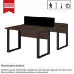 Mesa Estação de Trabalho Dupla 1,50×1,35m 2 Lugares s/ Gavetas c/ ponto de tomada PÉ QUADRO MARSALA/PRETO – 64002 CADEIRAS RENOVA 8