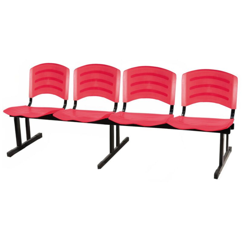 Cadeira Longarina PLASTICA 4 Lugares Cor Vermelho 33096 CADEIRAS RENOVA 2