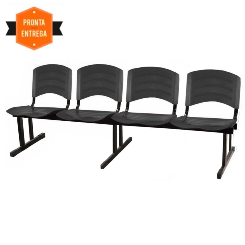 Cadeira Longarina PLASTICA 4 Lugares Cor Preto 33095 CADEIRAS RENOVA 4