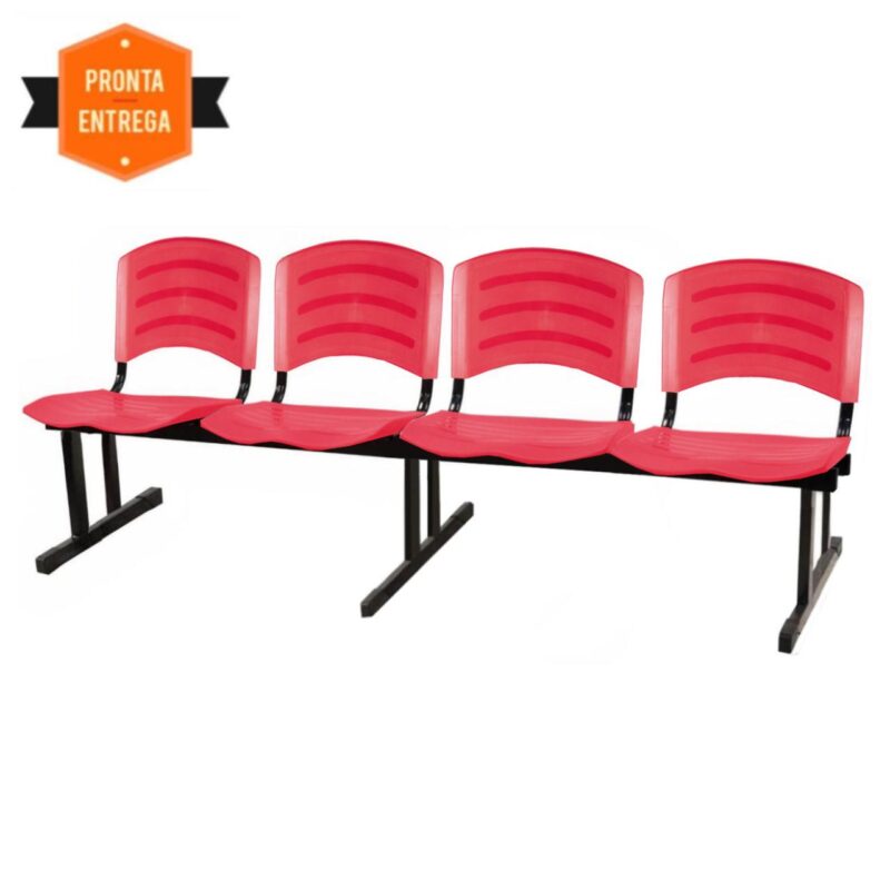 Cadeira Longarina PLASTICA 4 Lugares Cor Vermelho 33096 CADEIRAS RENOVA 3