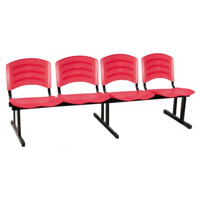 Cadeira Longarina PLASTICA 4 Lugares Cor Vermelho 33096 CADEIRAS RENOVA 5