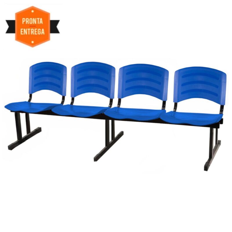 Cadeira Longarina PLASTICA 4 Lugares Cor Azul 33098 CADEIRAS RENOVA 4