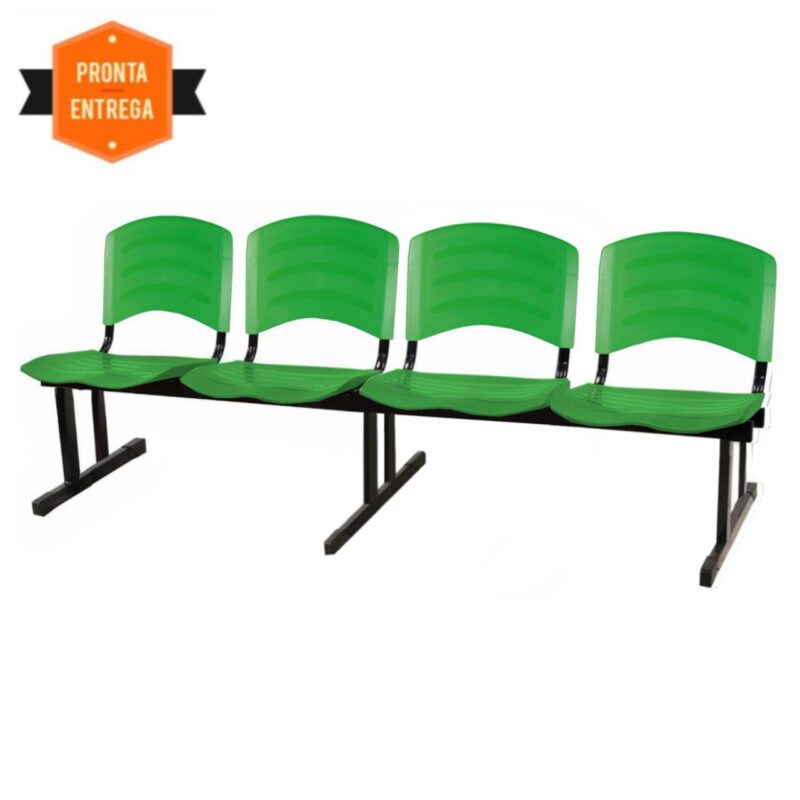 Cadeira Longarina PLASTICA 4 Lugares Cor Verde 33099 CADEIRAS RENOVA 4