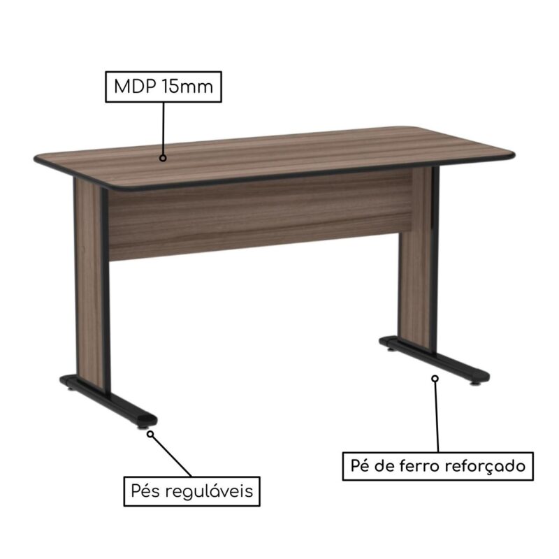 Mesa Escritório 1,20×0,60m s/ gavetas – Cor Walnut 44095 CADEIRAS RENOVA 4