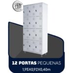 Armário Roupeiro de Aço c/ 12 Portas PEQUENAS – 1,95×0,92×0,40m – SA – CZ/CZ – 14001 CADEIRAS RENOVA 7