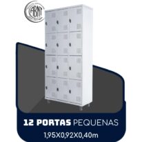 Armário Roupeiro de Aço c/ 12 Portas PEQUENAS – 1,95×0,92×0,40m – SA – CZ/CZ – 14001 CADEIRAS RENOVA