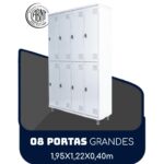 Armário Roupeiro de Aço c/ 08 Portas GRANDES – 1,95×1,22×0,40m – SA – CZ/CZ – 14003 CADEIRAS RENOVA 7