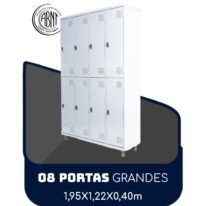 Armário Roupeiro de Aço c/ 08 Portas GRANDES – 1,95×1,22×0,40m – SA – CZ/CZ – 14003 CADEIRAS RENOVA