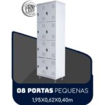 Armário Roupeiro de Aço c/ 08 Portas PEQUENAS 1,95×0,62×0,40m – SA – Cinza – 14002 CADEIRAS RENOVA 7