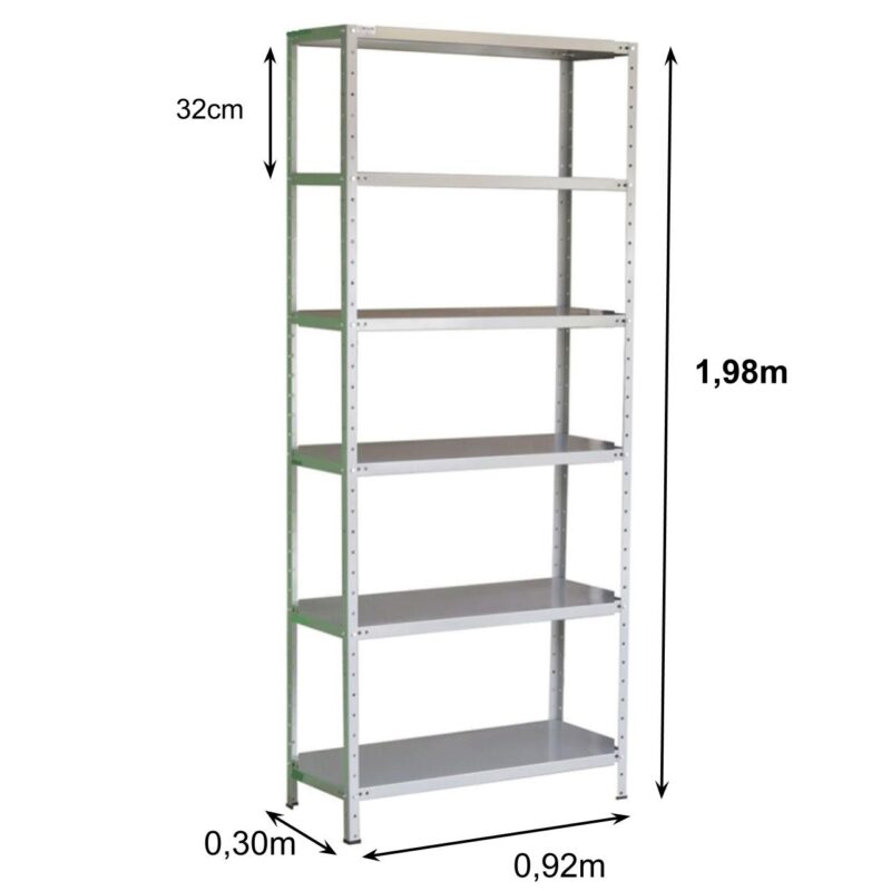 Estante de Aço com 06 Bandejas 30cm (#26/20) – 1,98×0,92×0,30m – SA – 11030 CADEIRAS RENOVA 3