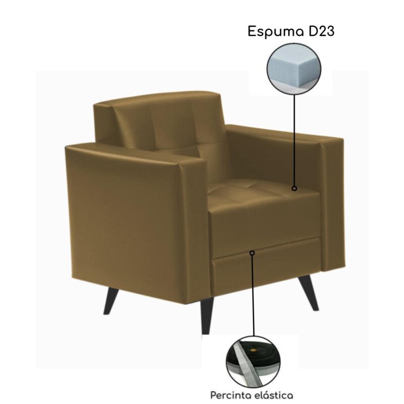 Poltrona para Escritório Roma 01 Lugar – Corino – Cor FENDI – 60050 CADEIRAS RENOVA 5