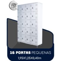 Armário Roupeiro de Aço c/ 16 Portas PEQUENAS – 1,95×1,25×0,40m – SA – CZ/CZ – 14000 CADEIRAS RENOVA