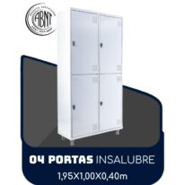 Roupeiro de Aço INSALUBRE com 04 Portas – 1,95×1,00×0,40m – CZ/CZ – SA – 14006 CADEIRAS RENOVA