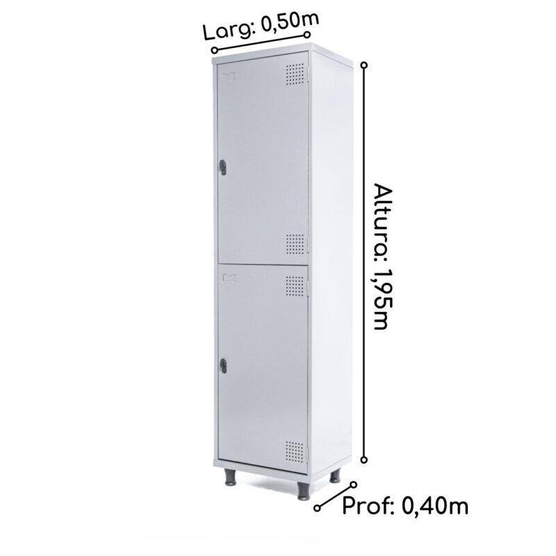 Roupeiro de Aço INSALUBRE c/ 02 Portas – 1,95×0,50×0,40m – CZ/CZ – SA – 14005 CADEIRAS RENOVA 4