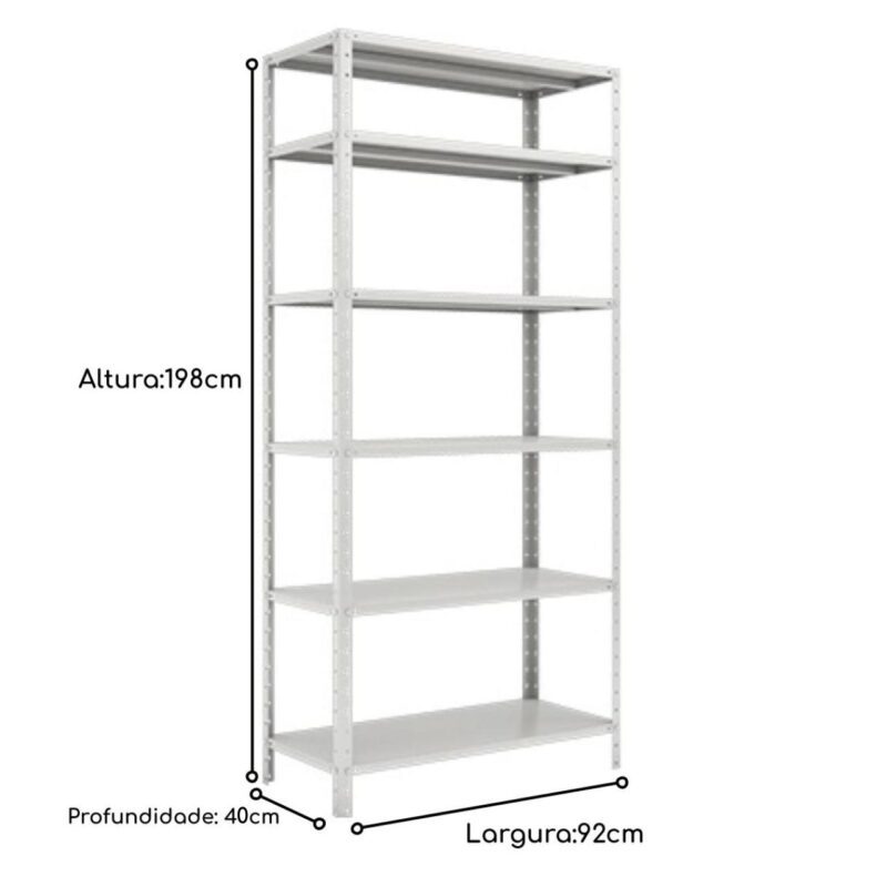 Estante de Aço com 06 Bandejas 40 cm (24/18) – 1,98×0,92×0,40m – SA – 16017 CADEIRAS RENOVA 5