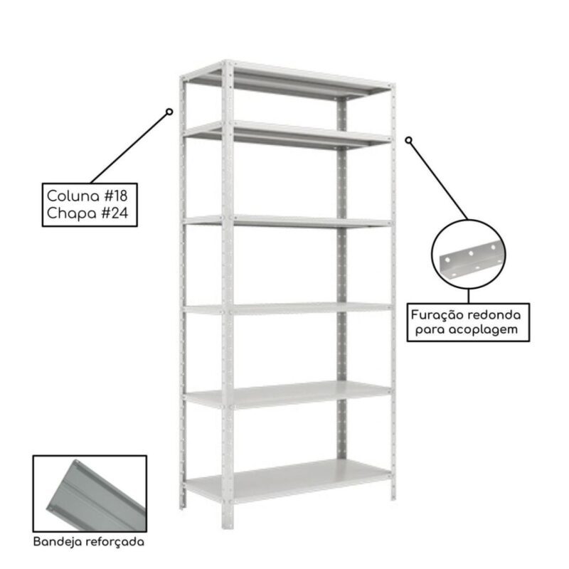 Estante de Aço com 06 Bandejas 40 cm (24/18) – 1,98×0,92×0,40m – SA – 16017 CADEIRAS RENOVA 3