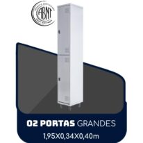 Armário Roupeiro de Aço c/ 02 Portas GRANDES – 1,95×0,34×0,40m – SA – CZ/CZ – 14007 CADEIRAS RENOVA