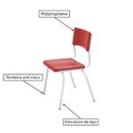 Conjunto Quadrado c/ 04 Cadeiras COR VERMELHO – TAMPO PLÁSTICO – 02 a 06 Anos – INFANTIL – 44001 CADEIRAS RENOVA 11