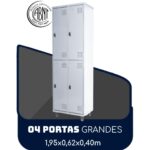 Armário Roupeiro de Aço c/ 04 Portas GRANDES – 1,95×0,62×0,40m – SA – CZ/CZ – 14008 CADEIRAS RENOVA 6