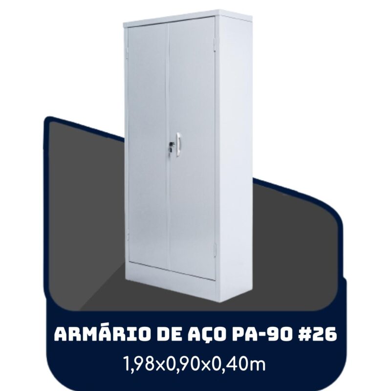 Armário de Aço PA 90 #26 – 1,98×0,90×0,40m – SA – 13120 CADEIRAS RENOVA 2