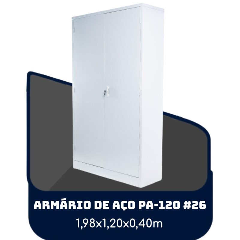 Armário de Aço PA 120 #26 – 1,98×1,20×0,40m – SA – 13121 CADEIRAS RENOVA 2