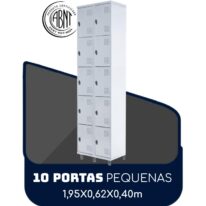 Armário Roupeiro de Aço c/ 10 Portas PEQUENAS – 1,95×0,62×0,40m – SA – CZ/CZ – 14010 CADEIRAS RENOVA