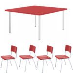 Conjunto Quadrado c/ 04 Cadeiras COR VERMELHO – TAMPO PLÁSTICO – 02 a 06 Anos – INFANTIL – 44001 CADEIRAS RENOVA 7