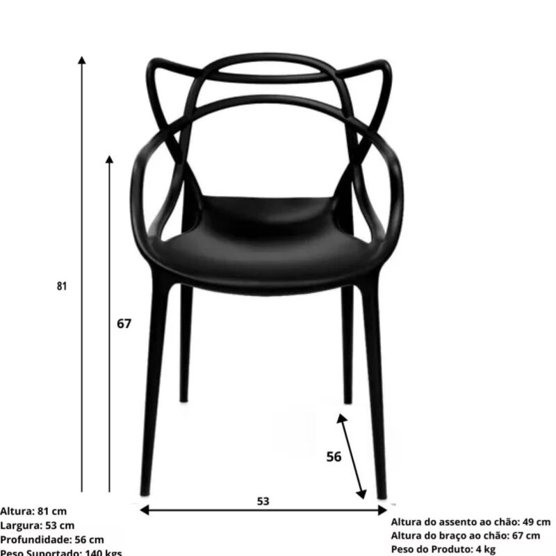 Cadeira Interlocutor OSLO para Escritório ou Jantar – Polipropileno – Cor Preto – 48005 CADEIRAS RENOVA 5