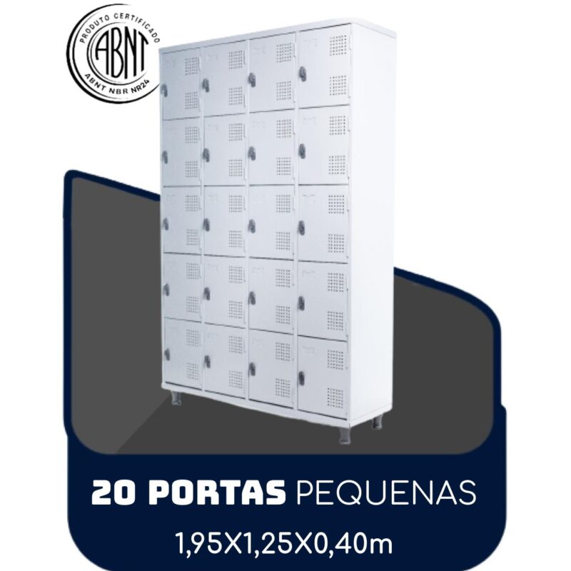 Roupeiro de Aço 20 portas Pequenas – 1,95×1,25×0,40m – CZ/CZ – SA – 14004 CADEIRAS RENOVA 2