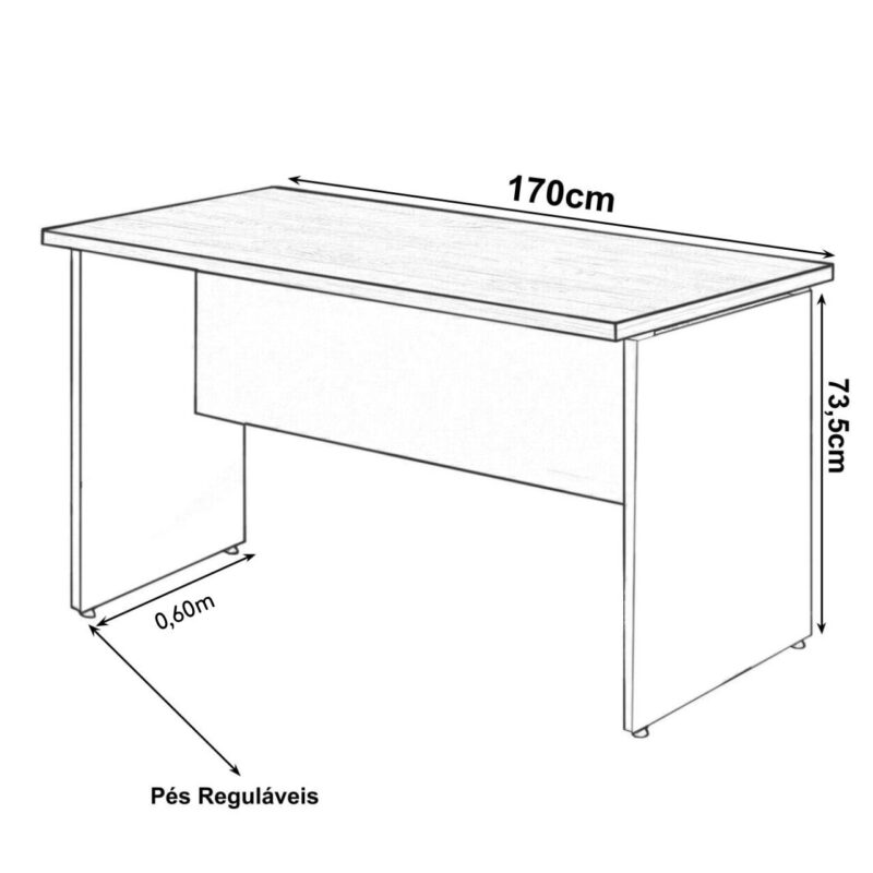 Mesa Escritório 1,70×0,60m – S/ Gavetas MARSALA / PRETO – 23474 CADEIRAS RENOVA 5