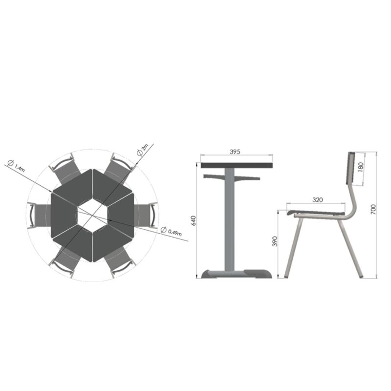 Conjunto HEXAGONAL Mesas e Cadeiras – 06 A 09 anos – INFANTO JUVENIL 42000 CADEIRAS RENOVA 6