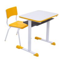 Kit Escolar Individual AMARELO – (Mesa e Cadeira) – JUVENIL – MDF – COR AMARELO – 40094 CADEIRAS RENOVA