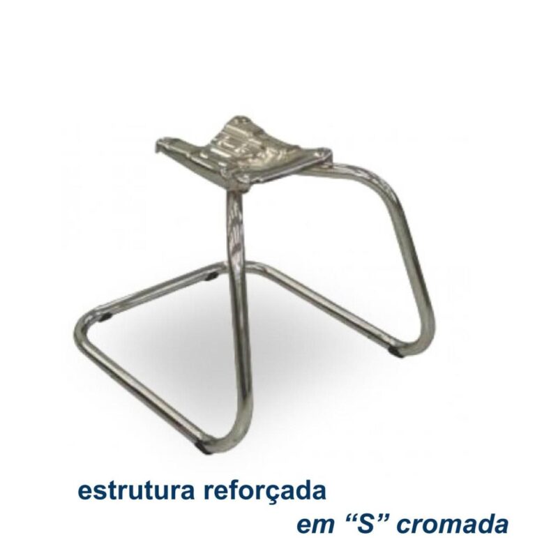 Cadeira Executiva COSTURADA Base em “S” Cromada – Corino Preto 31016 CADEIRAS RENOVA 6