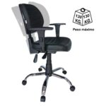 Cadeira Executiva Back System COSTURADA – ARANHA CROMADA – Braços Reguláveis – Cor Preta 31011 CADEIRAS RENOVA 9