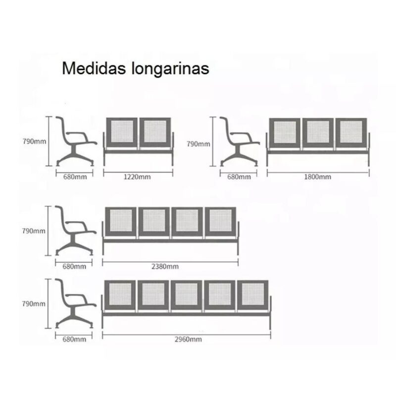 Longarina AEROPORTO com 03 Lugares – Cor Cromado 33108 CADEIRAS RENOVA 5